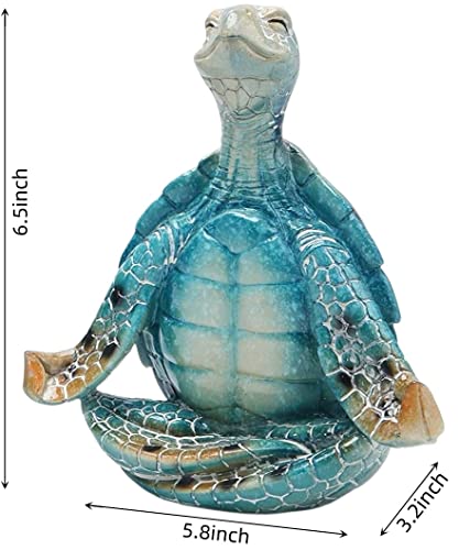 VVGIFTS Sea Turtle Meditation Yoga Decor, Garden Figurine Sea Turtle Meditating Coastal Beach Decorations, Zen Yoga Resin Statue for Home Office Decorations (Put The Palm Separate) - Image 3