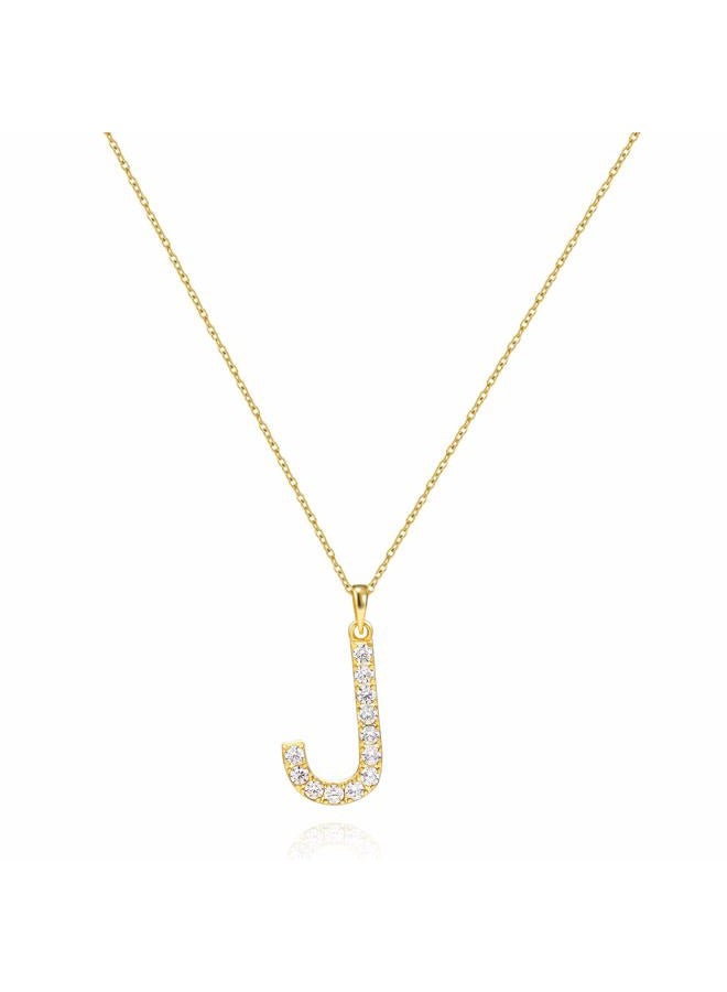 Tarsus Initial Cubic Zirconia Necklace Jewelry Gifts for Women Adjustable Chain 18" + 2", 18-20 inches, Stainless Steel, Cubic Zirconia - Image 1