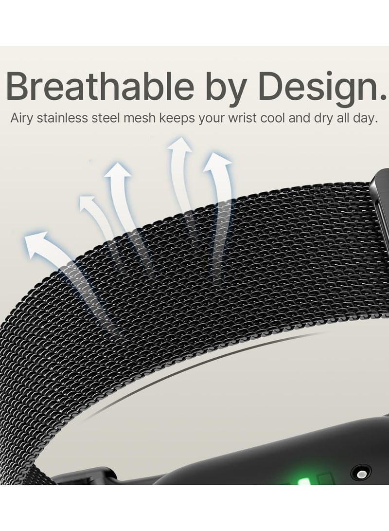 إس كولور سوار معدني شبكي مغناطيسي متوافق مع Google Fitbit Air، حزام بديل من الفولاذ المقاوم للصدأ على شكل حلقة ميلانو قابل للتعديل، مناسب للرجال والنساء. - Image 5