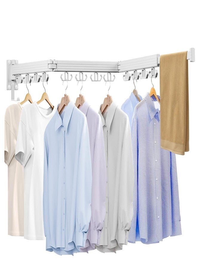 Kelisiting Wall Mounted Clothes Drying Rack, Laundry Drying Rack Wall Mounted, Upgrade 3-Foldable Clothing Drying Rack with 24 Hooks for Laundry, Laundry Organizer for Laundry & Dorms-White - Image 1