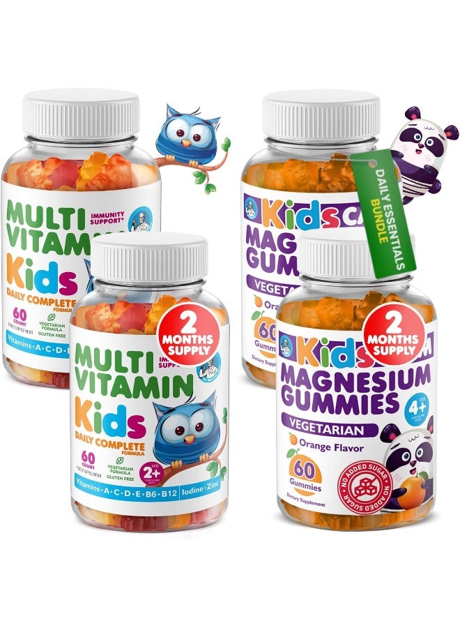 Dr. Moritz جواهر المغنيسيوم للأطفال بنكهة البرتقال (120 حبة) وجواهر متعددة الفيتامينات للأطفال (120 حبة) - دعم الاسترخاء والصحة - فيتامينات نباتية للأطفال بدون مواد معدلة وراثيًا - Image 1
