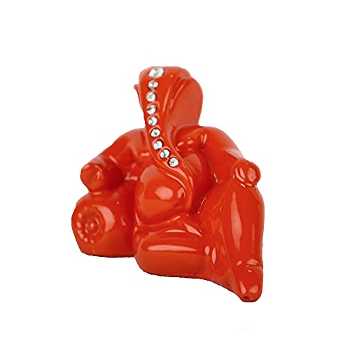 Craftam Polyresin Orange Ganesha Statue for Car Dashboard God Ganesh Murti Ganpati Idol Figurine with Double Side Tape - Image 3