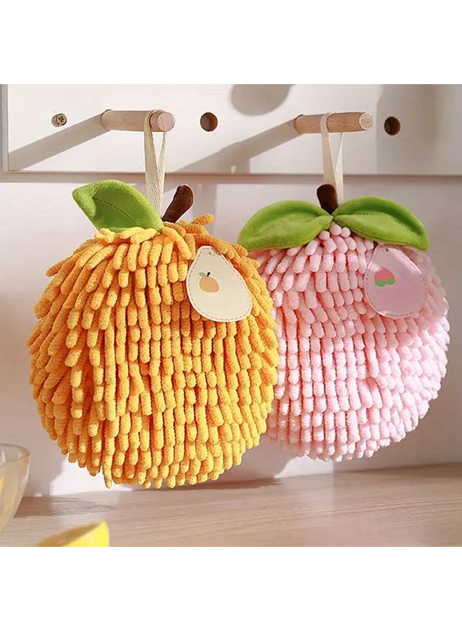 Yellow Chenille Hand Towel Round Shape with Ears Thick Absorbent Home Decor - Image 1