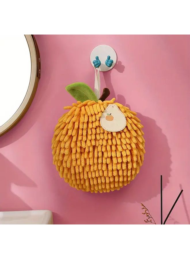 Yellow Chenille Hand Towel Round Shape with Ears Thick Absorbent Home Decor - Image 5