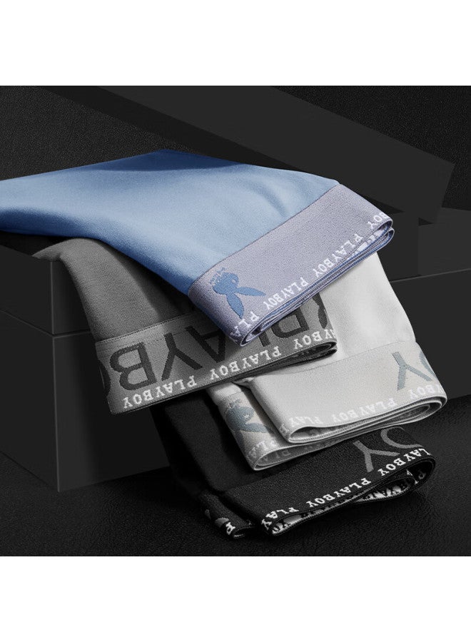 PLAYBOY ملابس داخلية للرجال، قطن نقي، مضاد للبكتيريا، فضفاضة، مريحة، تنفس، شورت بوكسر - Image 4