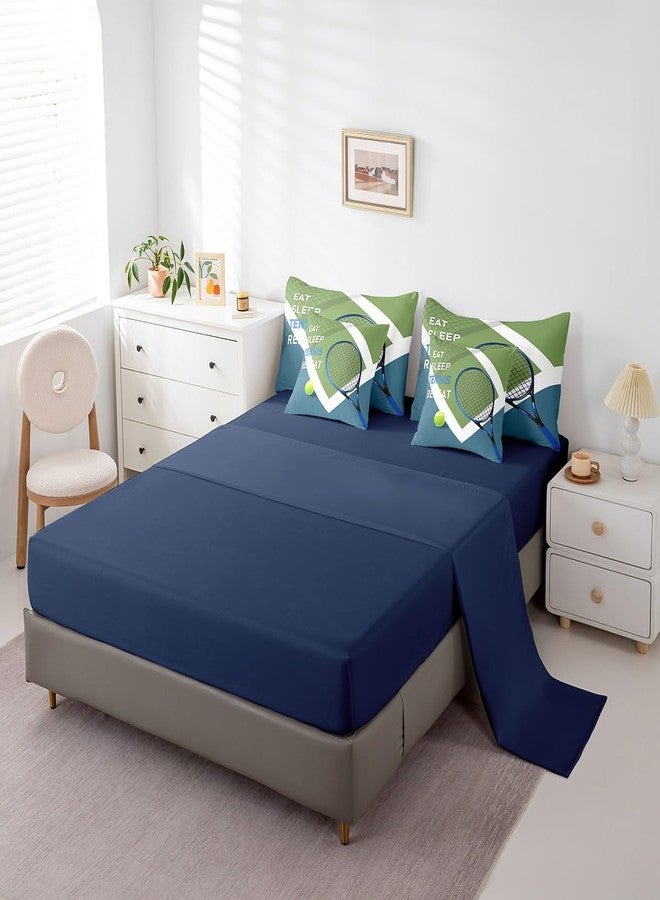 Man Fei Sports Tennis Comforter Set for Kids Room Decor,Modern Fashion Ball Game Bedding Set Full Size 7 Pcs,Tennis Racket Print Bed in a Bag with Comforter, Sheets, Pillowcases & Cushion Cover - Image 4