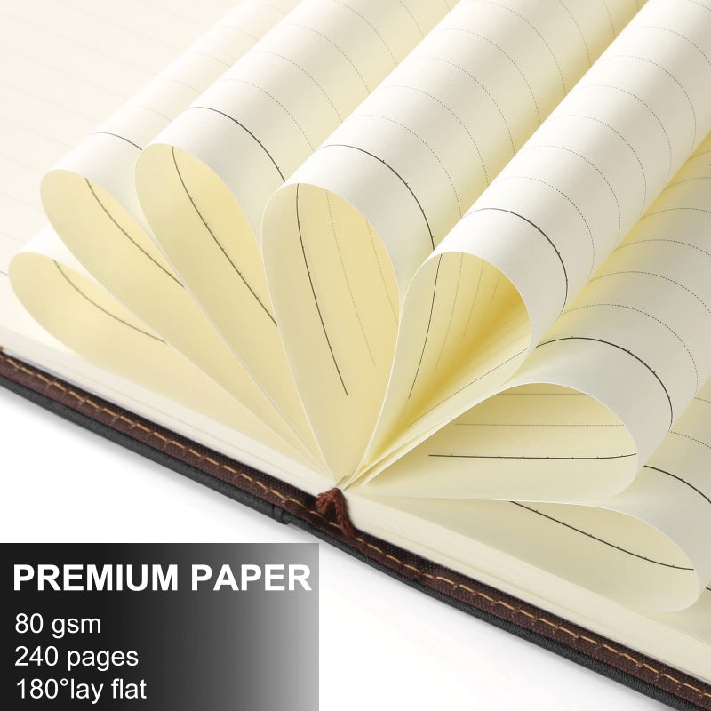 Mousbull Lined Refill Paper for Hardcover Leather Notebook, A5 Refill Page for Refillable Notebook with Pocket, 240 Pages Notebook Paper with Ribbon Bookmark - Image 1