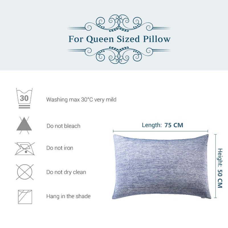 Elegear Cooling Pillow Cases for Hot Sleepers, Japanese Q-Max 0.45 Cooling Pillowcases, Both Sides[Cooling/Cotton], Breathable Soft Pillowcase for Hair and Skin, Set of 2-Blue (Queen (20'' x 30'')) - Image 3