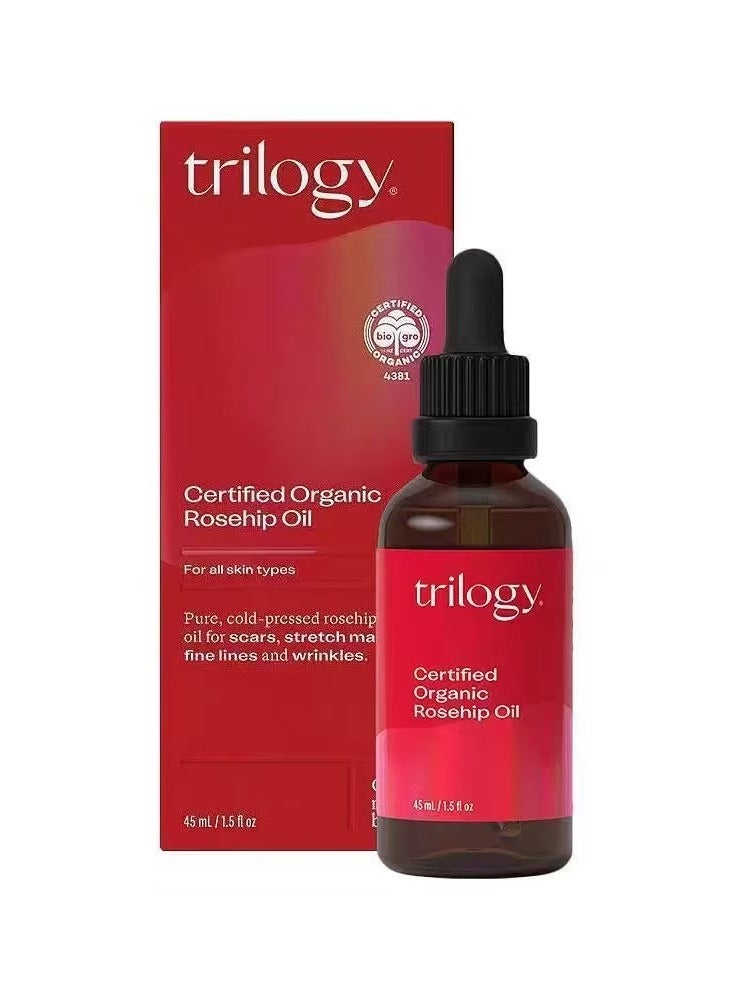 Trilogy Certified Organic Rosehip Oil, Intensive Nourishment, Improves Appearance of Scars, Stretch Marks, Fine Lines, u0026 Wrinkles, 1.5 fl oz - Image 1