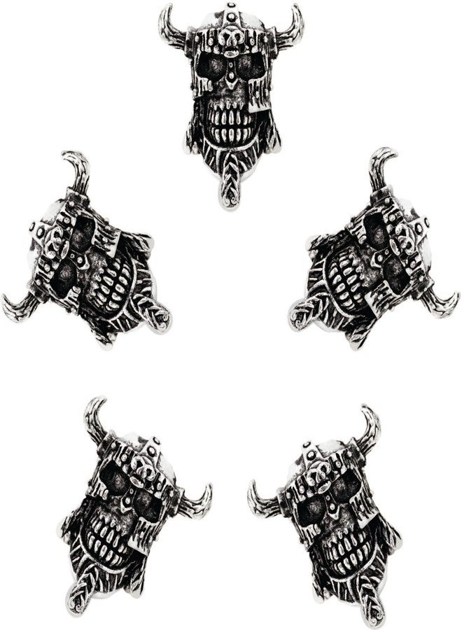 HAQUIL Skull Viking Beads Combo 5 pcs Triquetra Viking Beads Viking Rune Beards Norse Hair Beads Beard Hair Beard Hair Viking Pirate Skull Dreadlocks Beads for Hair - Image 1