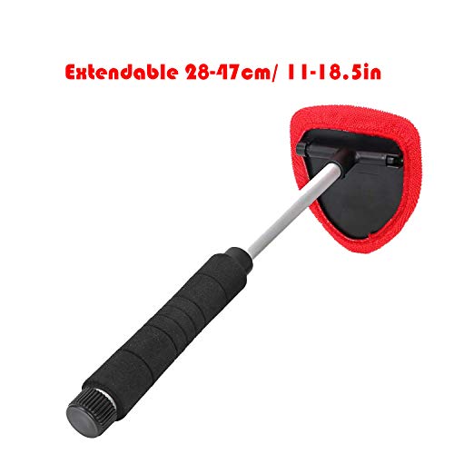 MGGi Windshield Cleaner Tool, Extendable Handle and Adjustable Triangular Shape Window Windshield Cleaner Kit, Car Windshields Washing Brush, with 2Pcs Washable and Reusable Pads - Image 4