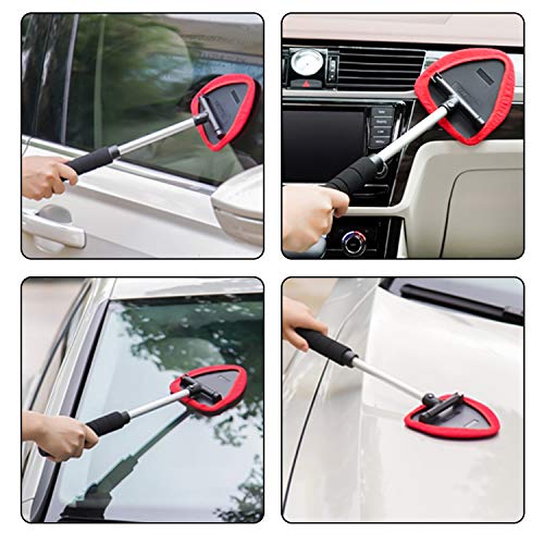 MGGi Windshield Cleaner Tool, Extendable Handle and Adjustable Triangular Shape Window Windshield Cleaner Kit, Car Windshields Washing Brush, with 2Pcs Washable and Reusable Pads - Image 3