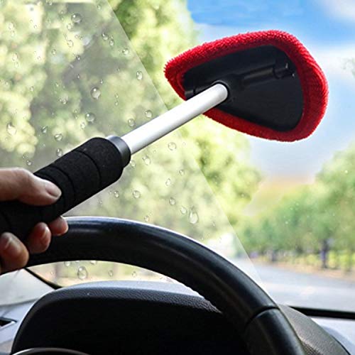 MGGi Windshield Cleaner Tool, Extendable Handle and Adjustable Triangular Shape Window Windshield Cleaner Kit, Car Windshields Washing Brush, with 2Pcs Washable and Reusable Pads - Image 2