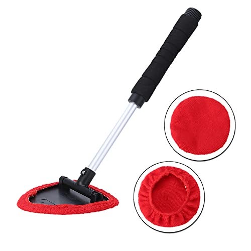 MGGi Windshield Cleaner Tool, Extendable Handle and Adjustable Triangular Shape Window Windshield Cleaner Kit, Car Windshields Washing Brush, with 2Pcs Washable and Reusable Pads - Image 1