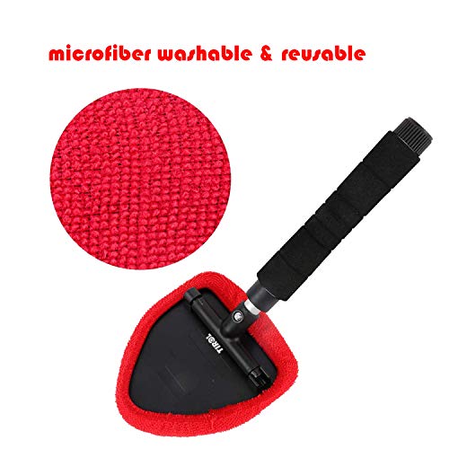 MGGi Windshield Cleaner Tool, Extendable Handle and Adjustable Triangular Shape Window Windshield Cleaner Kit, Car Windshields Washing Brush, with 2Pcs Washable and Reusable Pads - Image 5