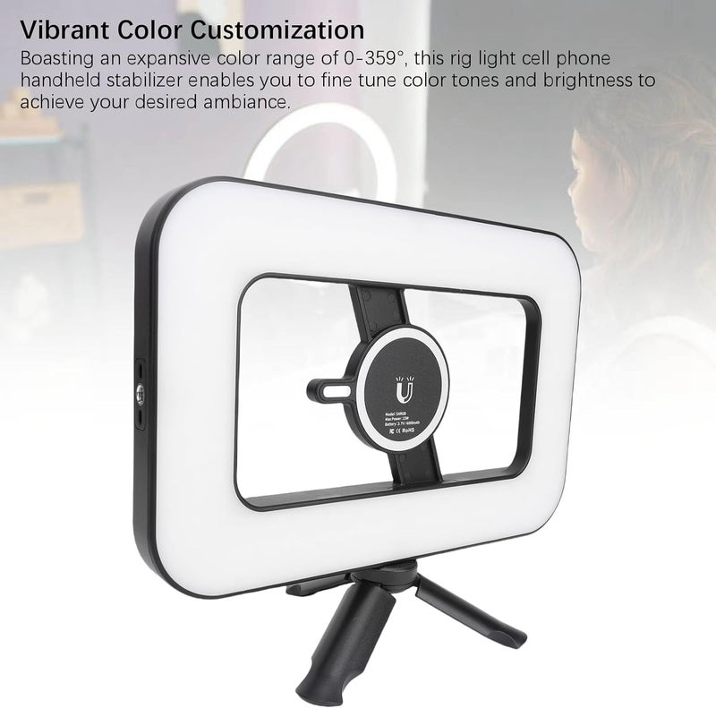 Phone Video Stabilizer, 2500K to 6500K RGB 0-359° Wide Range LED Light 6000mAh Rechargeable Magnetic, Cell Phone Stabilizer, LED Light Rig with Tripod for Photography - Image 4