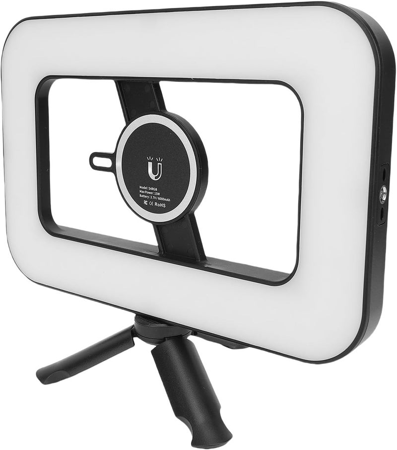 Phone Video Stabilizer, 2500K to 6500K RGB 0-359° Wide Range LED Light 6000mAh Rechargeable Magnetic, Cell Phone Stabilizer, LED Light Rig with Tripod for Photography - Image 2