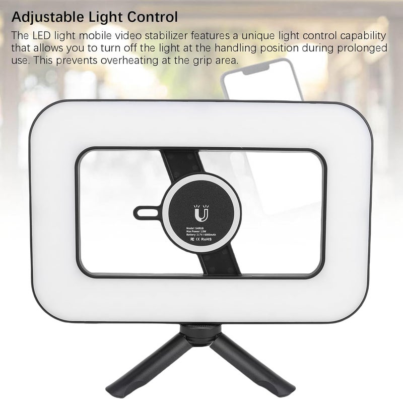 Phone Video Stabilizer, 2500K to 6500K RGB 0-359° Wide Range LED Light 6000mAh Rechargeable Magnetic, Cell Phone Stabilizer, LED Light Rig with Tripod for Photography - Image 5