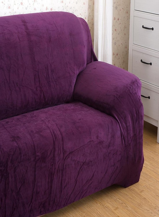 vctops 1-Piece Velvet Plush Stretch Chair Sofa Slipcover Soft Fuzzy Fluffy Armchair Covers Non-Slip Furniture Protector with Elastic Bottom for Kids, Pet (Purple,Chair) - Image 5