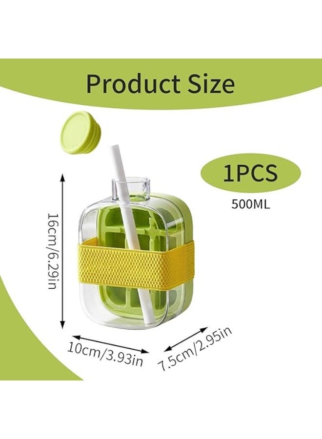 2-in-1 Ice Cube Bottle 500ml with Straw & Lid – Easy Ice-Making Water Bottle, One-Touch Ice Release, Leak-Proof Freezer Bottle for Juice, Coffee & Cold Beverages – Green - Image 2