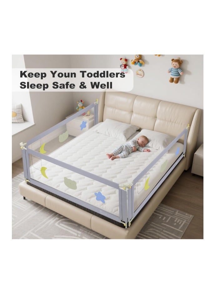 SKY-TOUCH Bed Rail for Toddlers, Baby Bed Rail Guard Infants Safety Bed Guardrail Adjustable Height, Upgraded seamless reinforced safety fence protector baby crib rail guardrail (3 Side, 1.5mx2mx2m) - Image 4
