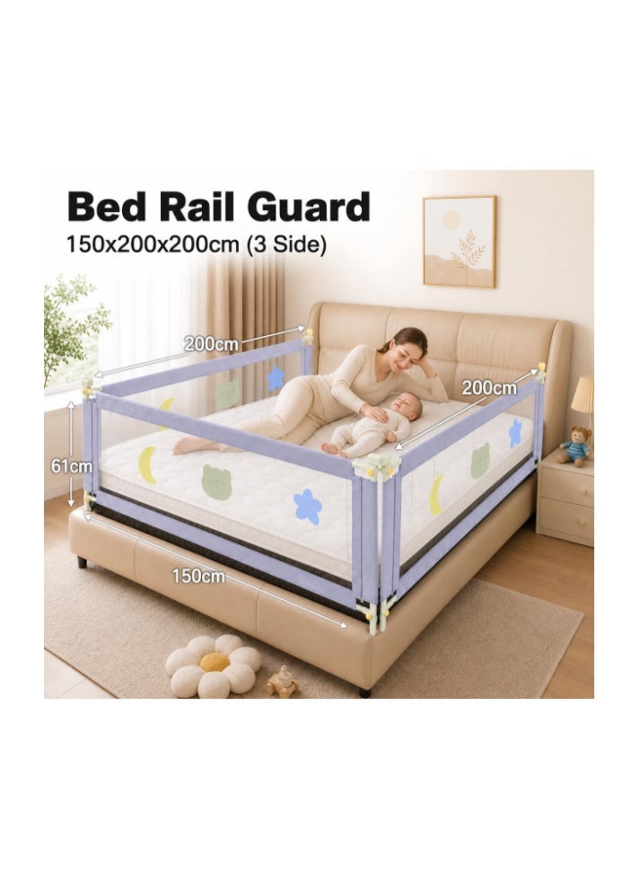 SKY-TOUCH Bed Rail for Toddlers, Baby Bed Rail Guard Infants Safety Bed Guardrail Adjustable Height, Upgraded seamless reinforced safety fence protector baby crib rail guardrail (3 Side, 1.5mx2mx2m) - Image 2