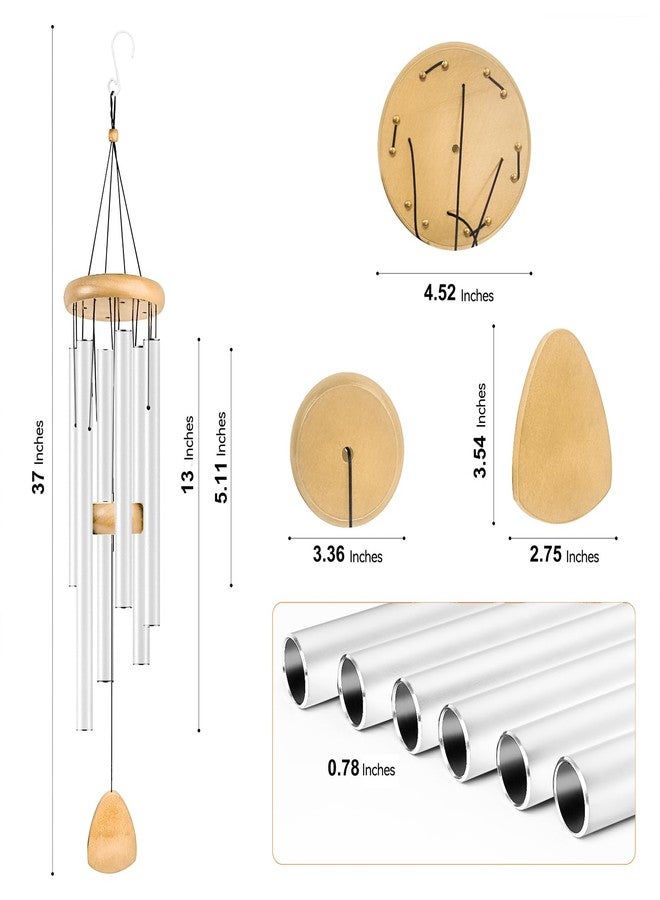 Bursvik Large Aluminium Wind Chimes 37 Inches to Create a Zen Atmosphere Suitable for Outdoor, Garden, Patio Decoration. Classic Wind Chimes with Wind Catcher Suitable as A Gift for Unisex(White) - Image 2