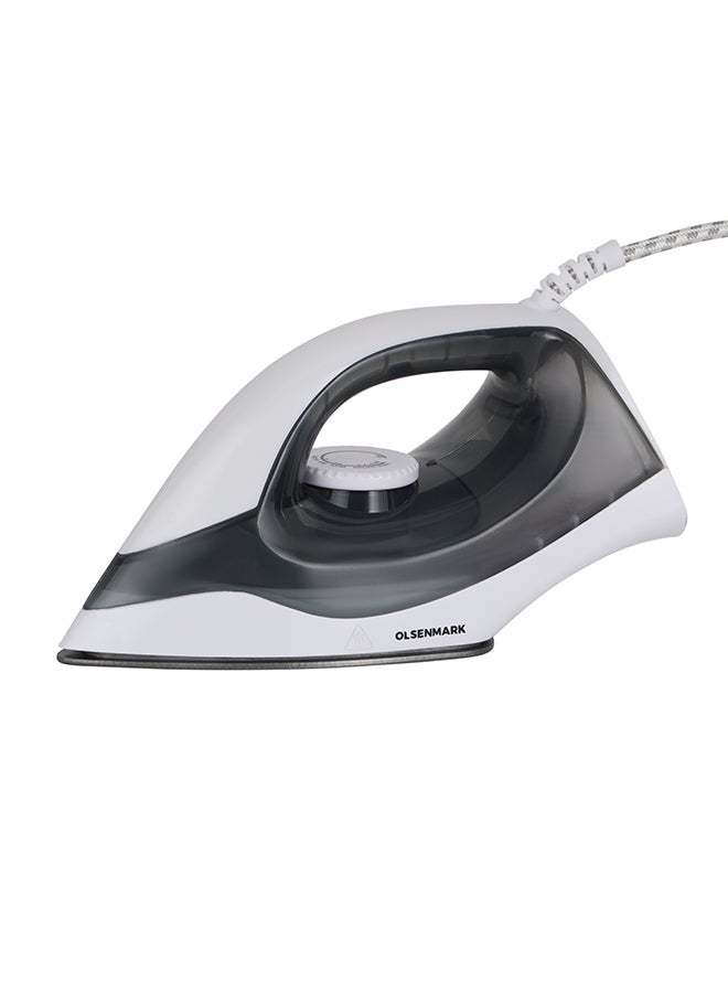 Olsenmark Dry Iron, Non-Stick Coating Plate, Light Weight, Adjustable Temperature, Pilot Light Indicator, Overheat Protection, 1200 W Omdi1679N White/Black - Image 1