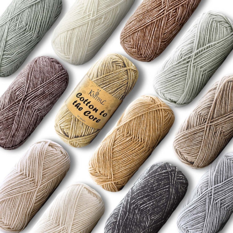 Cotton to The Core Cotton Yarn for Crocheting 12 Skeins 1704Yds600G Free Patterns  Soft Baby Yarn for Knitting  3 DK Light Worsted Weight  Neutral Pack