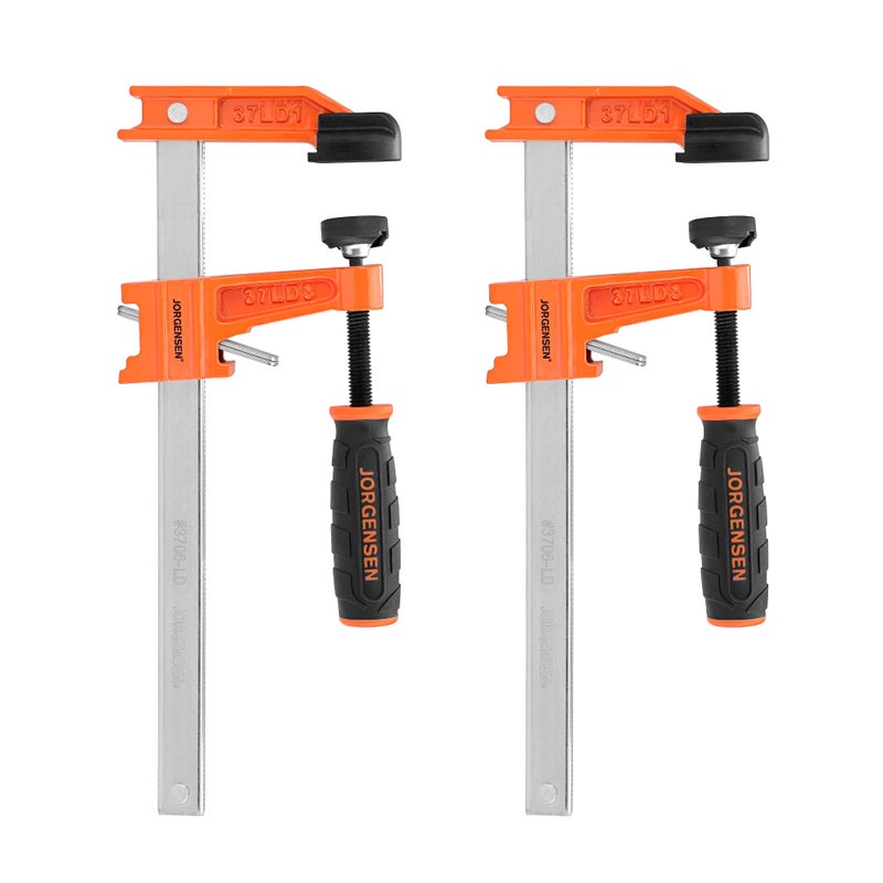 Jorgensen 6 Bar Clamp Set 2Pack Steel F Clamp Light Duty 300 lbs Load Limited for Woodworking Metalworking DIY