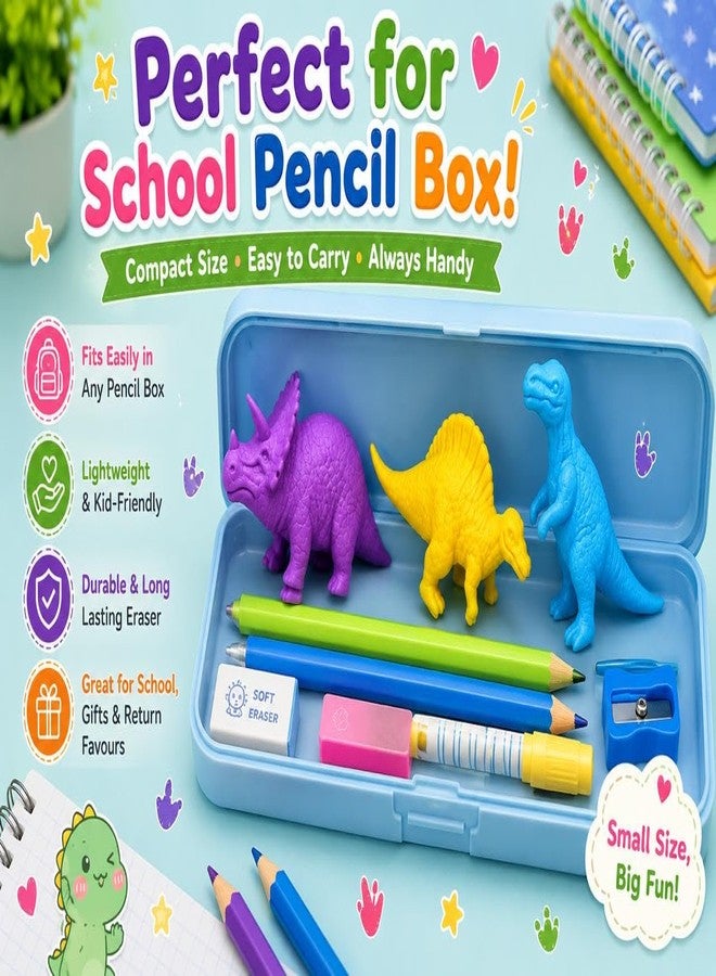 Nubby Dotss Dino Eraser Dinosaur Shape Erasers, Pack of 3, Soft, Non-Toxic, for School, Gifts & Party Favours - Image 5