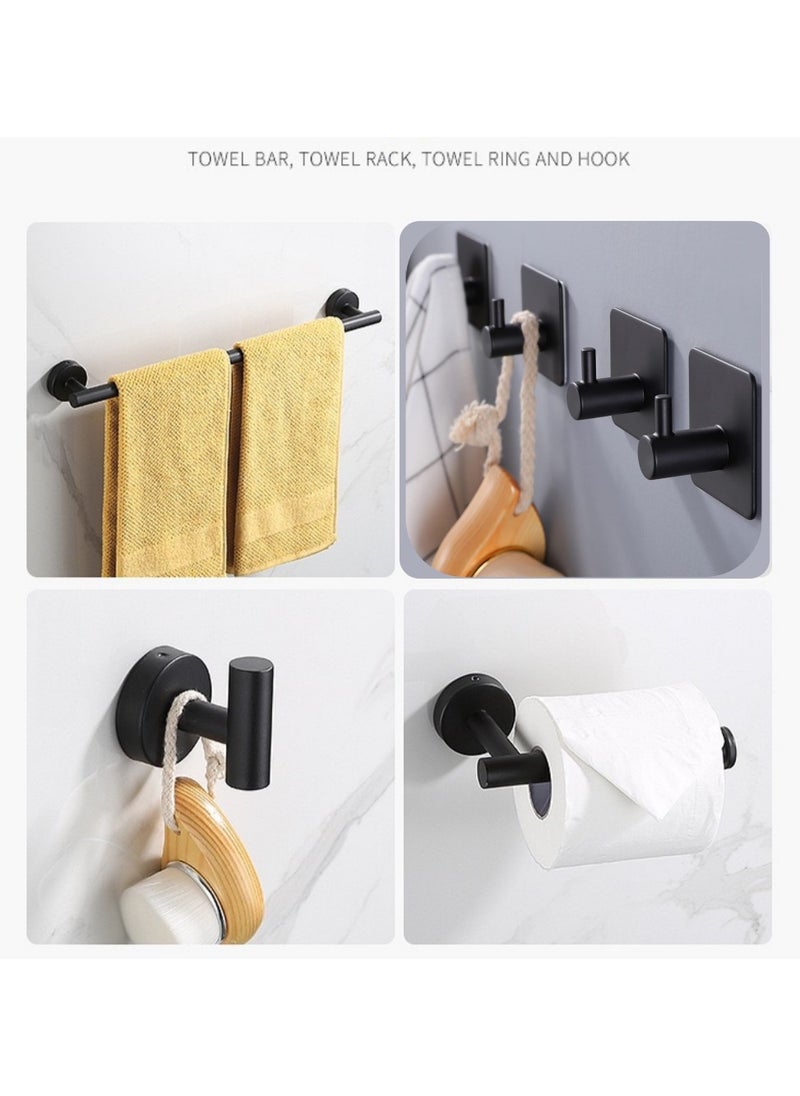 XICEN Bathroom Towel Bars Set,  Including 2 Towel Bars 40cm long, 2 Toilet Paper Holders, 2 Towel Hooks, and 4 Multifunctional Towel Hooks, Waterproof & Rustproof  Stainless Steel Bathroom Towel Rack, Wall Mounted Bathroom Accessories  - Image 2