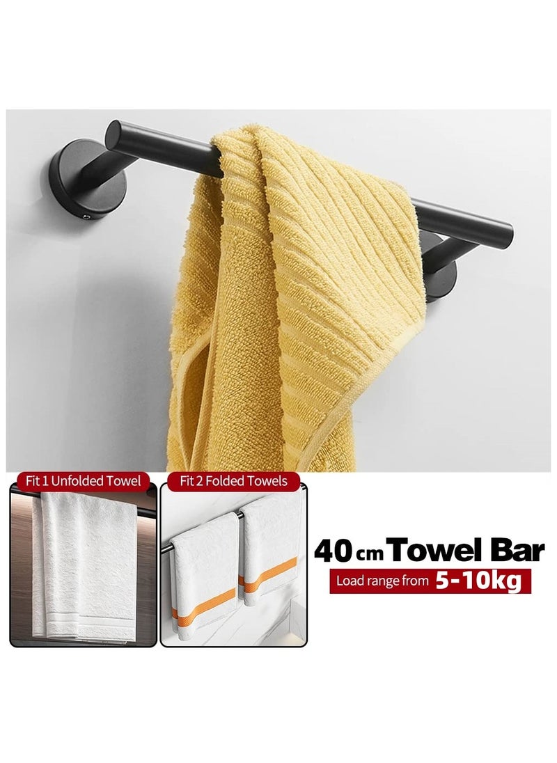 XICEN Bathroom Towel Bars Set,  Including 2 Towel Bars 40cm long, 2 Toilet Paper Holders, 2 Towel Hooks, and 4 Multifunctional Towel Hooks, Waterproof & Rustproof  Stainless Steel Bathroom Towel Rack, Wall Mounted Bathroom Accessories  - Image 3