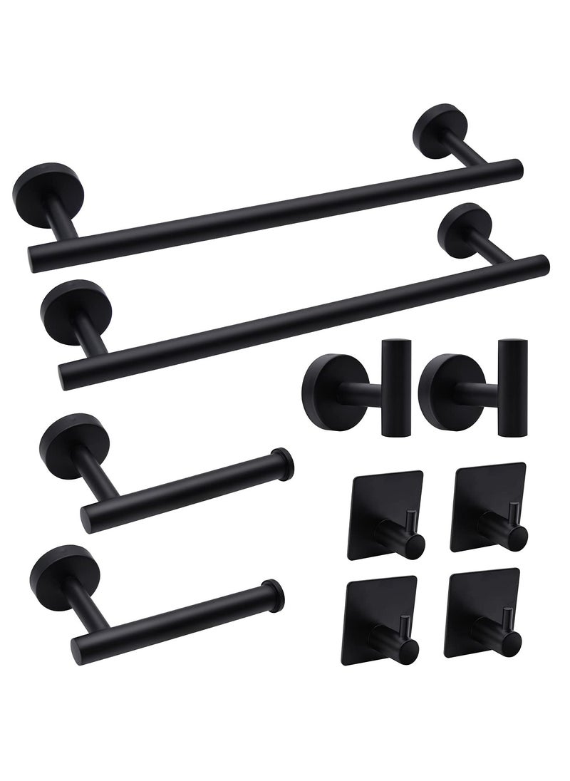 XICEN Bathroom Towel Bars Set,  Including 2 Towel Bars 40cm long, 2 Toilet Paper Holders, 2 Towel Hooks, and 4 Multifunctional Towel Hooks, Waterproof & Rustproof  Stainless Steel Bathroom Towel Rack, Wall Mounted Bathroom Accessories  - Image 1