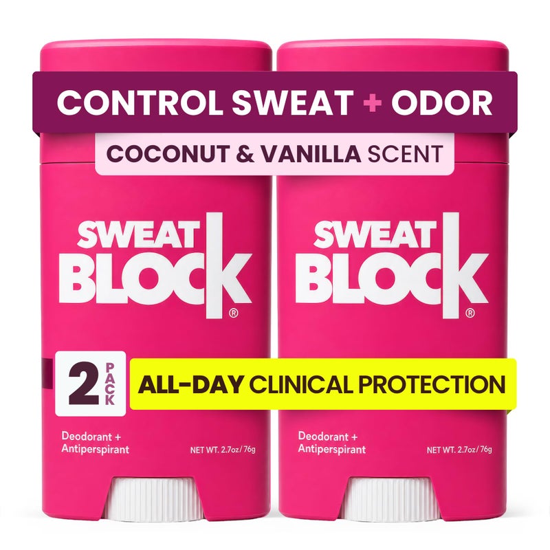SweatBlock Clinical Strength Deodorant Antiperspirant for Women Coconut and Vanilla Scented 2 Pack AllDay Protection Against Sweat and Body Odor Gentle Daily Use Formula for Confidence and Freshness - Image 3