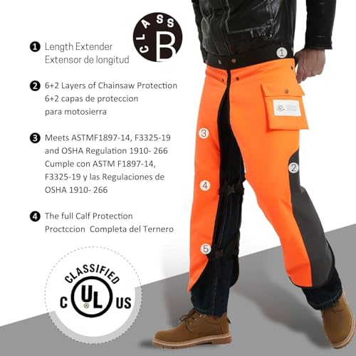 ZELARMAN Chainsaw Chaps Apron Wrap 8-layer for Men/Women Loggers Forest Workers Protective Chain Saw Pants Adjustable - Image 2