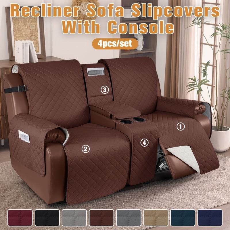 4pcs Universal All Season Polyester Small Diamond Pattern Cup Holder Style Lounge Chair Sofa Cushion Dark Coffee Easy To Install And Clean Suitable For Various Animals To Protect Sofa From Scratches - Image 1
