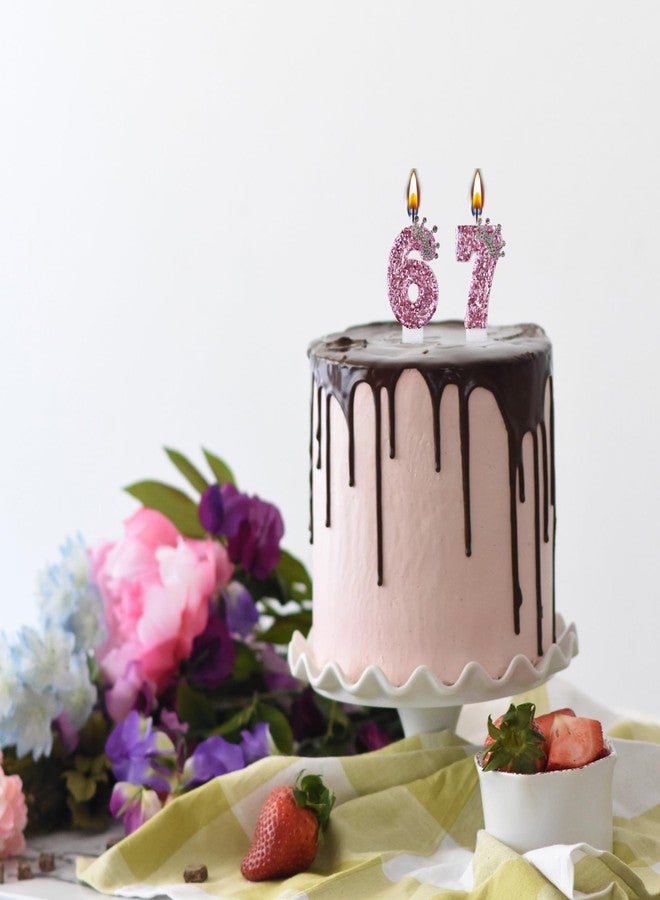 VSHILI 67 76 Birthday Candles, 67th 76th Cake Candles, Pink Birthday Number 67 76 Candles Cake Topper Decorations for Party Men Women - Image 4