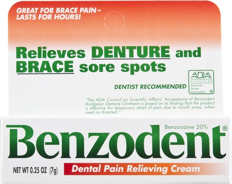 Benzodent كريم بنزودنت لتخفيف آلام الأسنان للأطقم والتقويم 025 أونصة أنبوب - Image 1