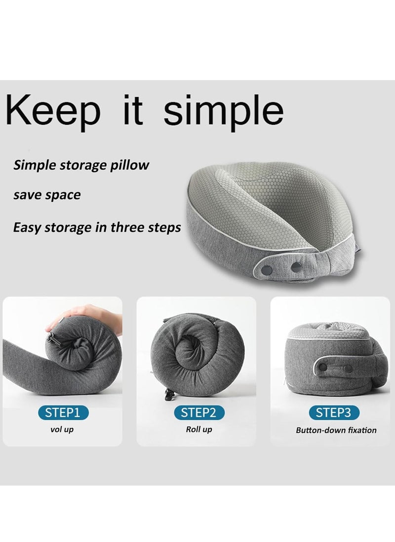 Rightsure - 100% memory foam neck pillow with comfortable breathable pillowcase, airplane travel kit cooling pillow with eye mask, earplugs and storage bag - Image 1