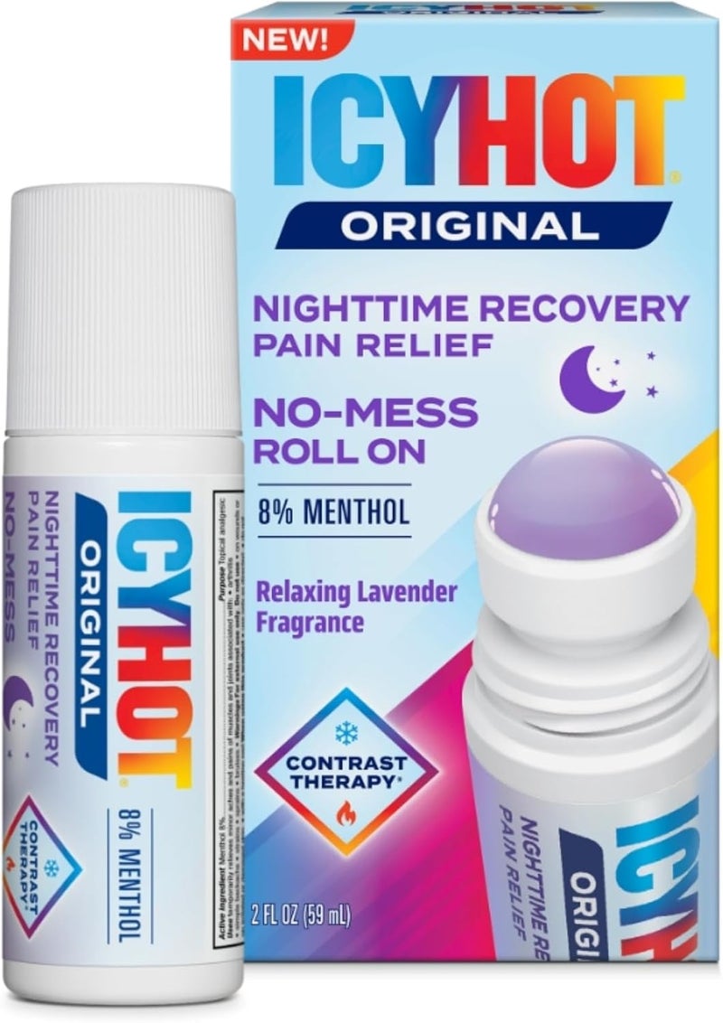 Icy Hot علاج آلام الليل من آيسي هوت مع تطبيق رول أون 8 منتول لتخفيف الآلام المستهدفة من آلام الليل والوجع مع رائحة اللافندر المريحة 2 أونصة - Image 1
