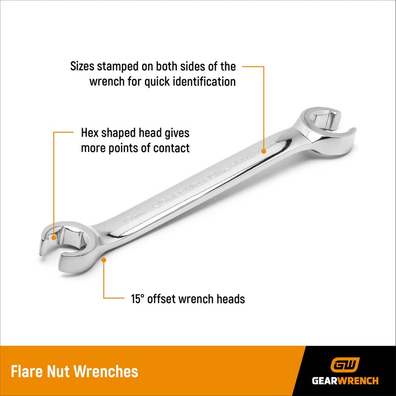 GEARWRENCH 6 Piece Flare Nut Metric Wrench Set | 81906 - Image 3