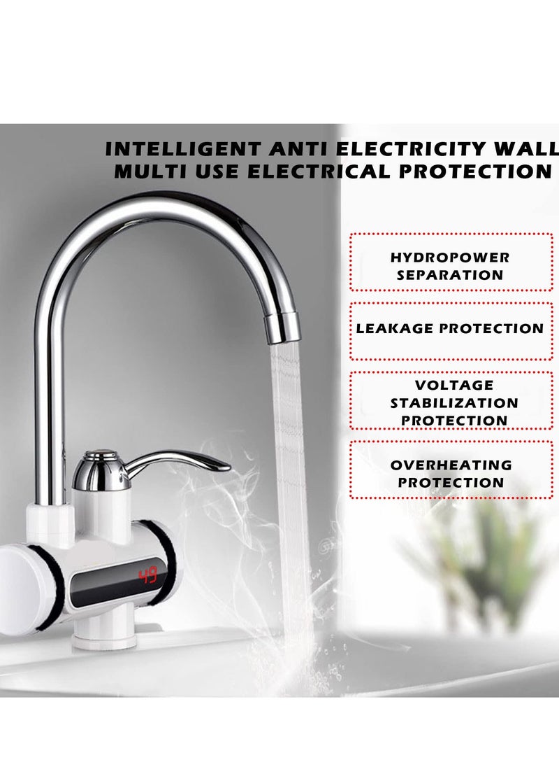 SYOSI - Electric Hot Water Tap, 220V Electric Instant Heater Tap, 3sec Instant Tankless Electric Hot Water Faucet, Fast Hot Water Tap with LED Digital Display for Kitchen Bathroom Facilities - Image 1