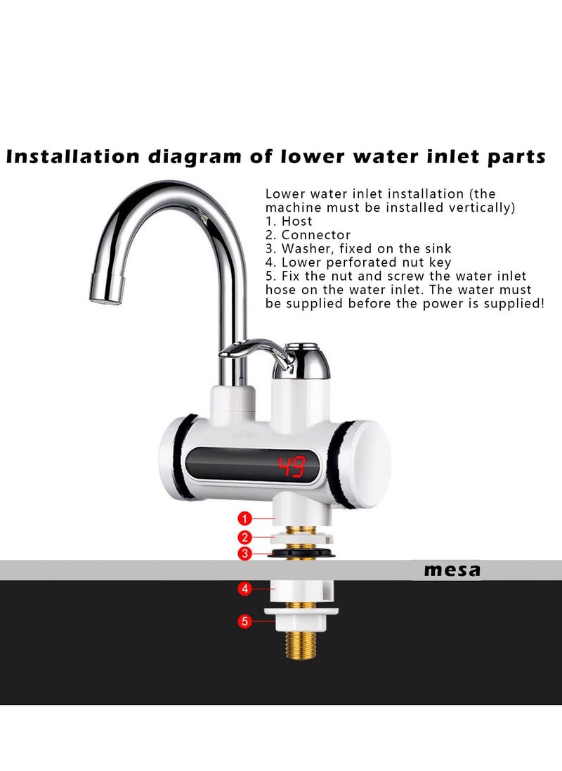 SYOSI - Electric Hot Water Tap, 220V Electric Instant Heater Tap, 3sec Instant Tankless Electric Hot Water Faucet, Fast Hot Water Tap with LED Digital Display for Kitchen Bathroom Facilities - Image 1