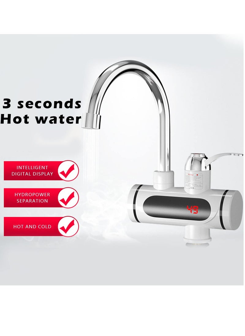 SYOSI - Electric Hot Water Tap, 220V Electric Instant Heater Tap, 3sec Instant Tankless Electric Hot Water Faucet, Fast Hot Water Tap with LED Digital Display for Kitchen Bathroom Facilities - Image 1