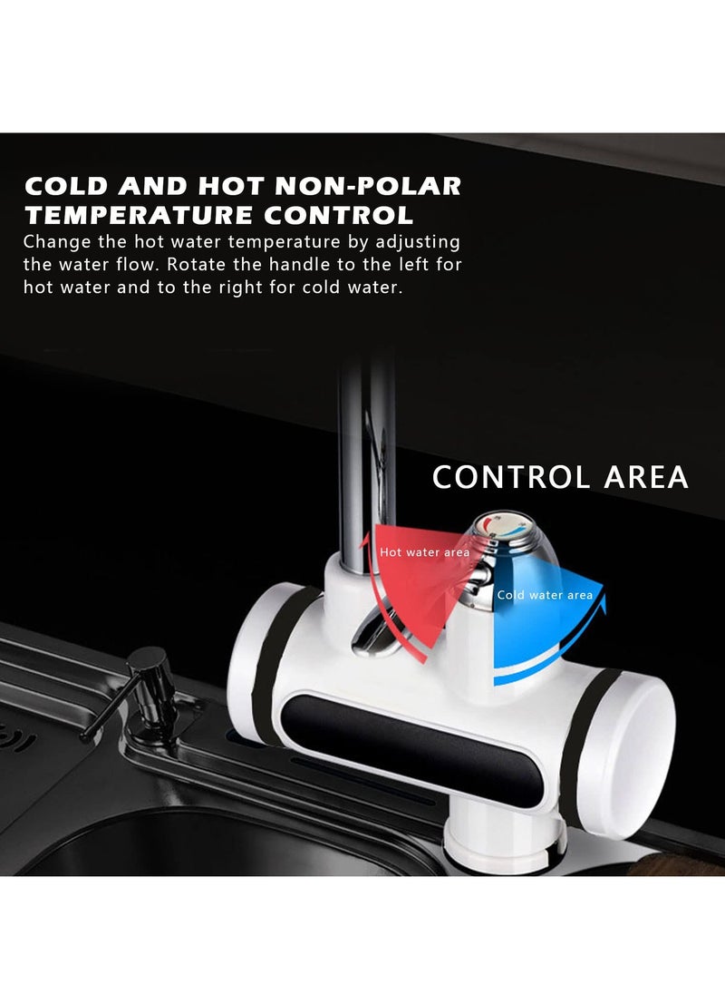 SYOSI - Electric Hot Water Tap, 220V Electric Instant Heater Tap, 3sec Instant Tankless Electric Hot Water Faucet, Fast Hot Water Tap with LED Digital Display for Kitchen Bathroom Facilities - Image 1