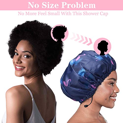 WINSTECK 3 Pack Extra Large Double Layer Adjustable Shower Caps for Women, Waterproof Exterior & EVA Lining, Oversized Design for All Hair Lengths - Image 2