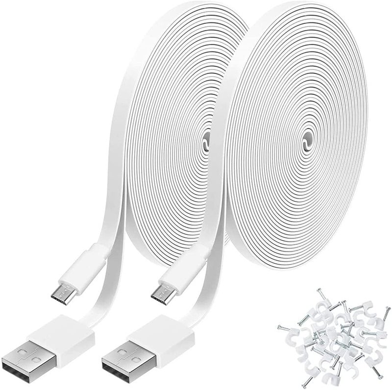 Exrp 2 Pack 6m Power Extension Cable Compatible with WyzeCam, Wyze Cam Pan, NestCam Indoor,Blink, Yi Camera,Amazon Cloud Camera,USB to Micro USB Durable Charging and Data Sync Cord - Image 1