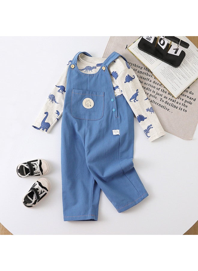 Boys' Autumn Fashion Overalls Set Toddler Comfortable Pure Cotton Two-piece Set Trendy - Image 2