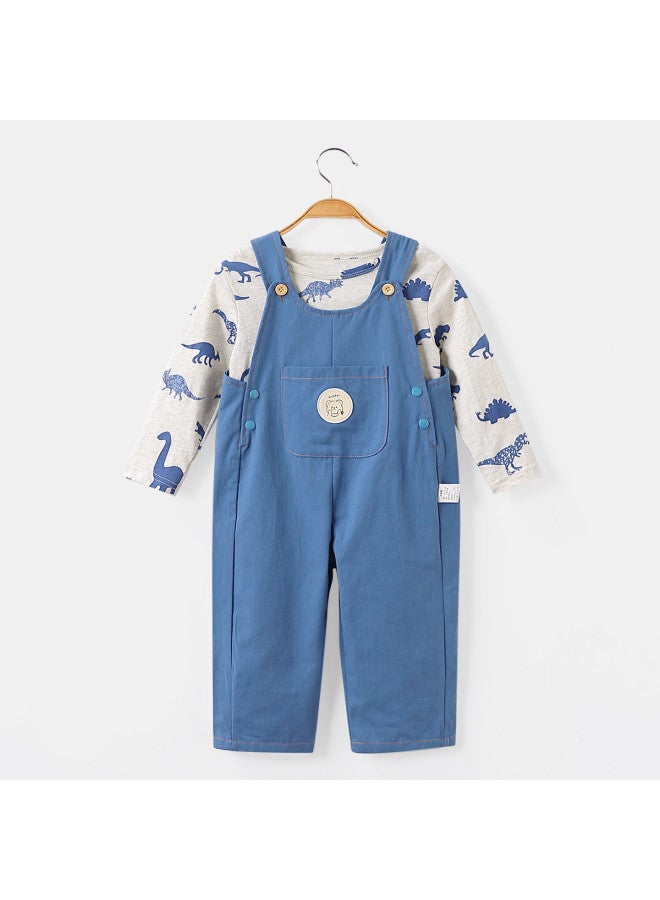 Boys' Autumn Fashion Overalls Set Toddler Comfortable Pure Cotton Two-piece Set Trendy - Image 3